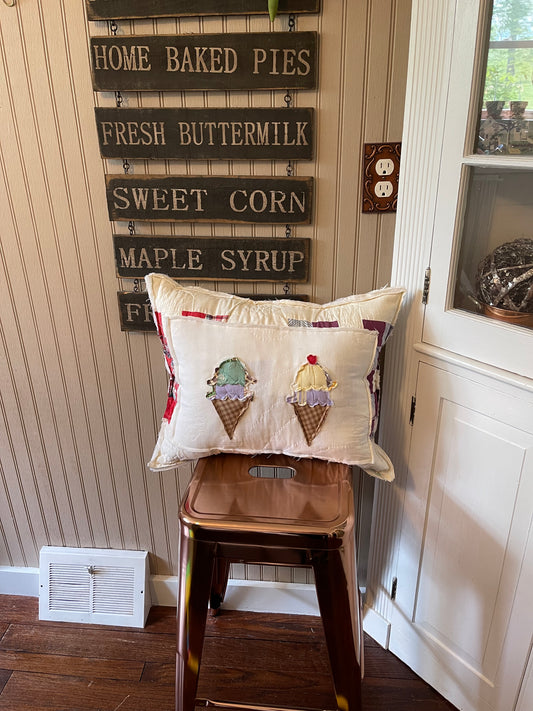 Antique Ice Cream Quilt Pillow