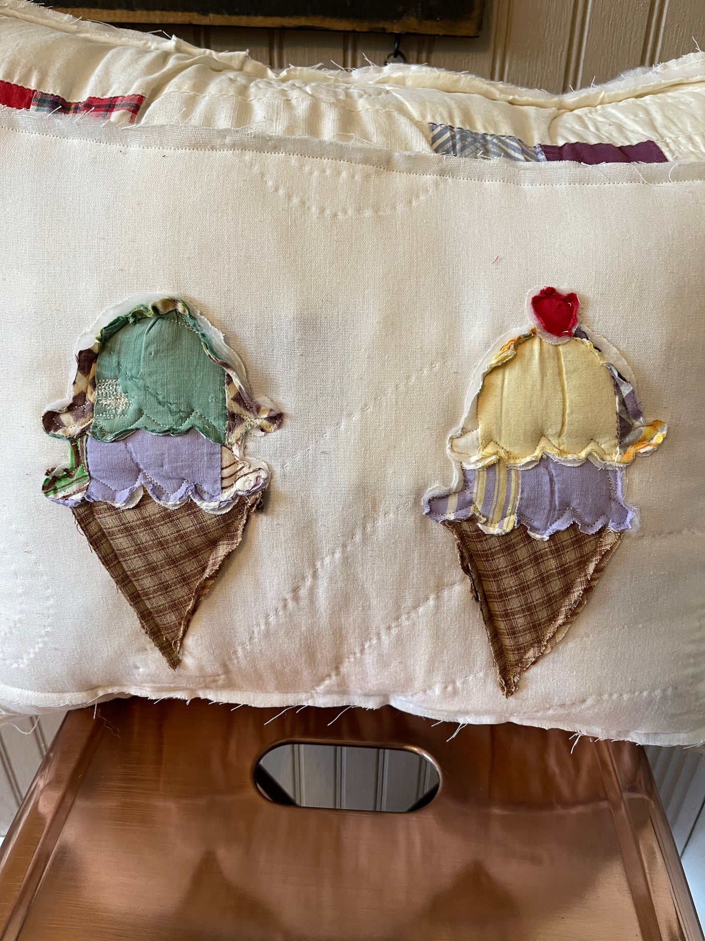 Antique Ice Cream Quilt Pillow