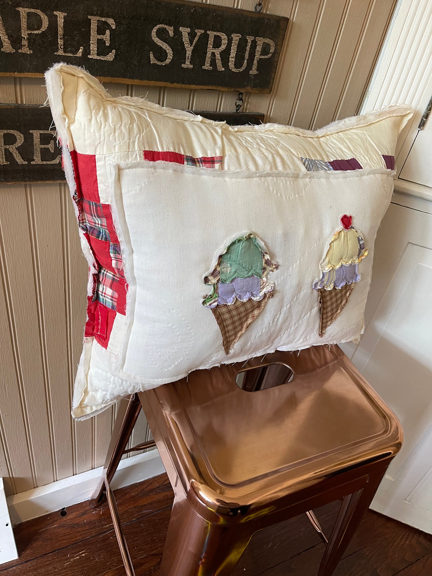 Antique Ice Cream Quilt Pillow
