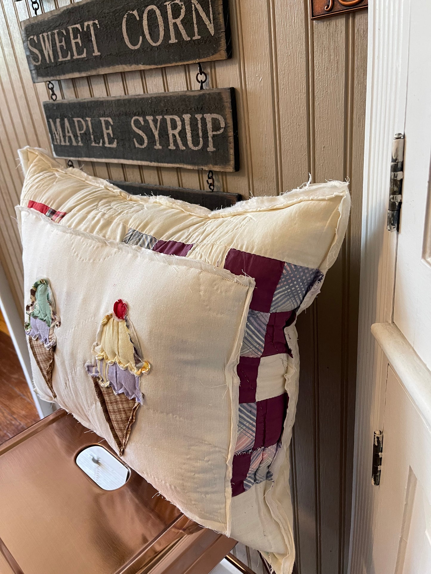 Antique Ice Cream Quilt Pillow
